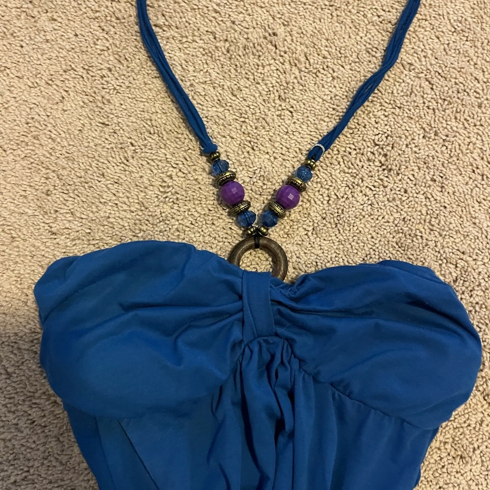 Size medium long blue beaded dress